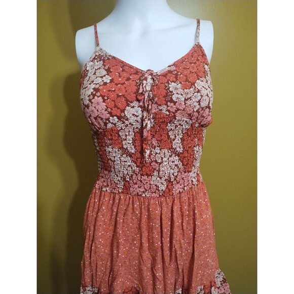 BOG Collective Strappy Floral Smocked Fit & Flare Midi Dress S Cottage Boho - Picture 2 of 6